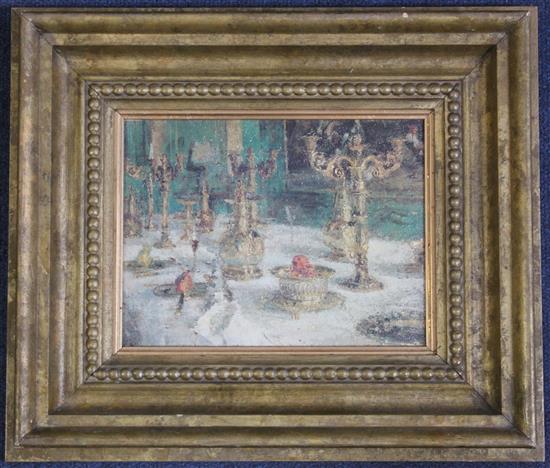 Edmund Fairfax-Lucy (1945-) Silverware on a table top, 6 x 8in.
